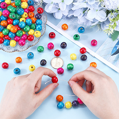 200Pcs Dyed Natural Wood Beads WOOD-GF0002-13B-1