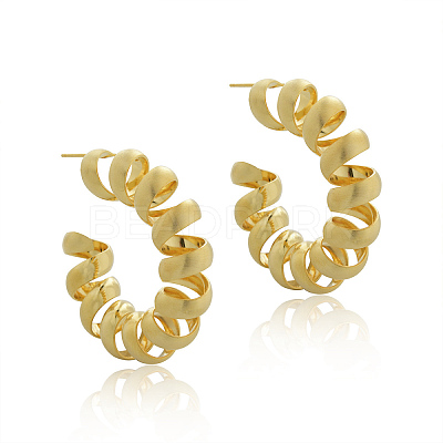 Brass Spiral Laid Stud Earrings for Women LS-EJEW-A121-21G-1