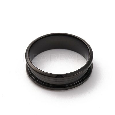 201 Stainless Steel Grooved Finger Ring Settings STAS-TAC0001-10F-B-1