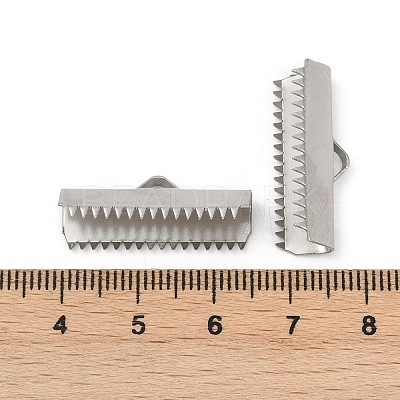 304 Stainless Steel Ribbon Crimp Ends X-STAS-E471-05N-P-1