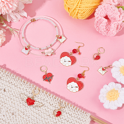 Valentine's Day Alloy Enamel Pendant Stitch Markers HJEW-AB00290-1