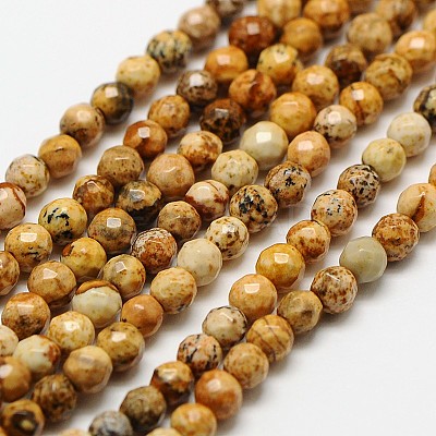 Natural Picture Jasper Beads Strands G-A129-3mm-15-1
