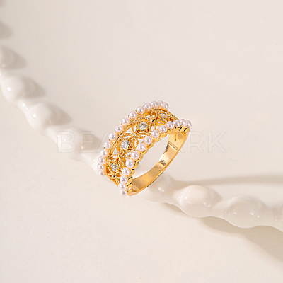 Brass Micro Pave Cubic Zirconia Finger Ring AH5761-4-1