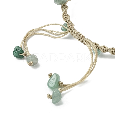Dyed Natural Quartz Crystal & Green Aventurine Chips Braided Bead Bracelet BJEW-TA00351-1
