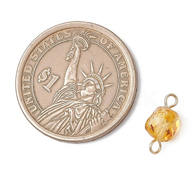 Natural Amber Connector Charms PALLOY-JF05158-1