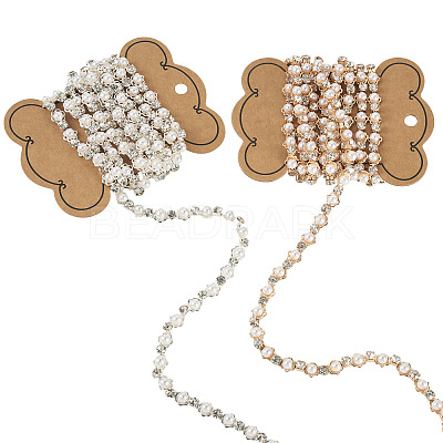 2Pcs 2 Colors Flower Iron Rhinestone Cup Chains FIND-TA0008-01-1