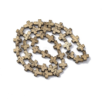Electroplated Natural Lava Rock Beads Strands G-A256-A01-01A-1