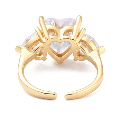 Heart Cubic Zirconia Crystal Wide Band Ring for Girl Women ZIRC-C025-09G-1