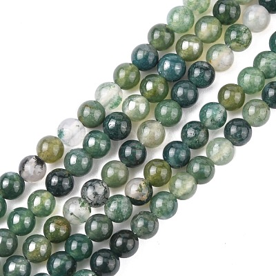 Natural Moss Agate Beads Strands X-GSR4mmC001-1