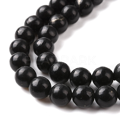 Natural Shungite Beads Strands G-D481-15B-1