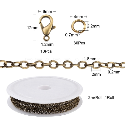 DIY 3m Brass Cable Chain Jewelry Making Kit DIY-YW0005-75AB-1
