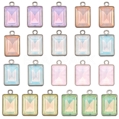 28Pcs 7 Colors Alloy Glass Pendants FIND-SC0015-31P-1