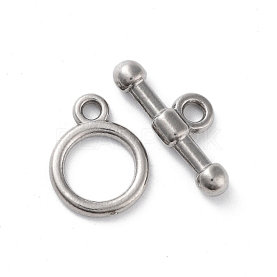 Non-Tarnish 304 Stainless Steel Ring Toggle Clasps X-STAS-A092-09G-P-1