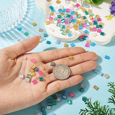 160Pcs 8 Colors 2-Hole Glass Seed Beads SEED-BT0001-01-1