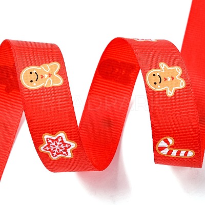 5 Yards Christmas Polyester Printed Grosgrain Ribbon OCOR-A008-01E-1