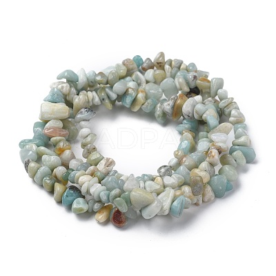 Natural Flower Amazonite Chips Beads Strands G-M205-12-1