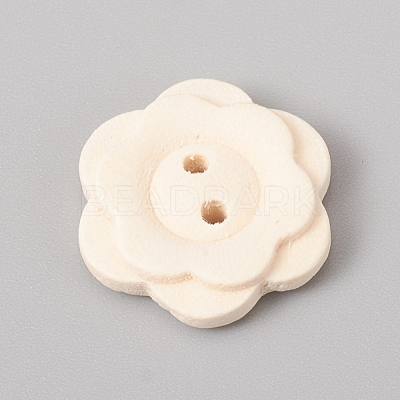 2-Hole Natural Wood Buttons WOOD-E010-16-1