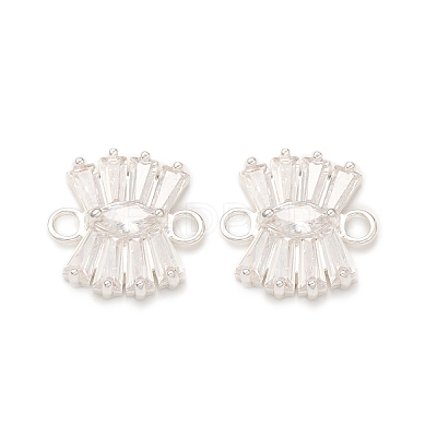 Brass Clear Glass Connector Charms KK-P228-72S-1
