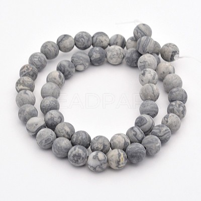 Natural Map Stone/Polychrome Jasper/Picasso Stone/Picasso Jasper Beads Strands G-D657-6mm-1
