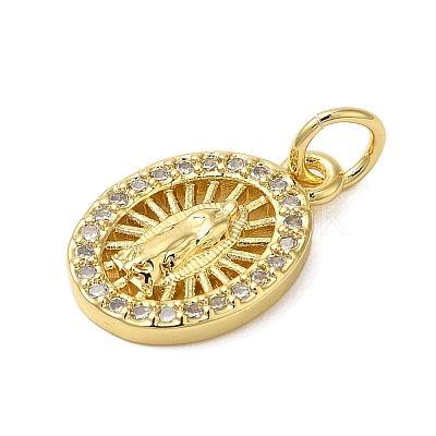 Rack Plating Brass Micro Pave Cubic Zirconia Pendants KK-P279-11G-1