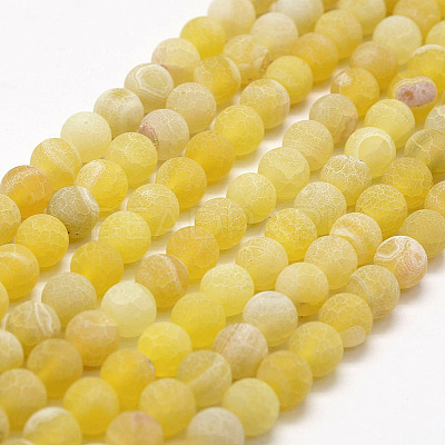 Frosted Natural Weathered Agate Beads Strands G-F367-8mm-11-1