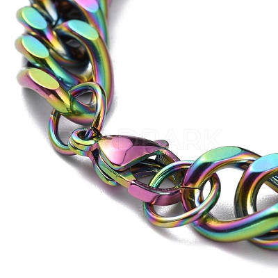 Ion Plating(IP) 304 Stainless Steel Cuban Link Chain Bracelets STAS-A028-B064MC-1