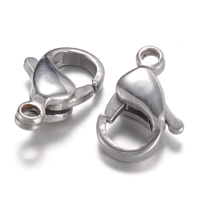 Tarnish Resistant 304 Stainless Steel Lobster Claw Clasps Hand Polished STAS-P095-05-1