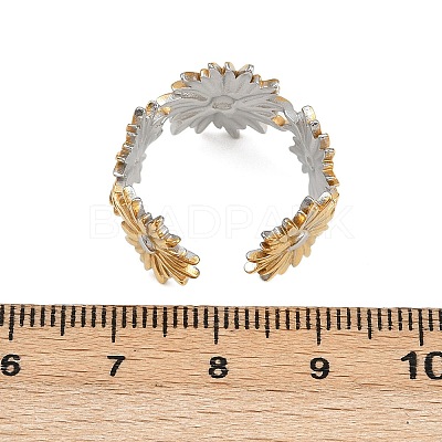 304 Stainless Steel Double Color Cuff Rings RJEW-S635-01GP-09-1