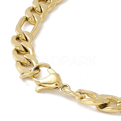 PVD Vacuum Plating 304 Stainless Steel Figaro Chains Bracelet for Men Women STAS-E001-07G-1