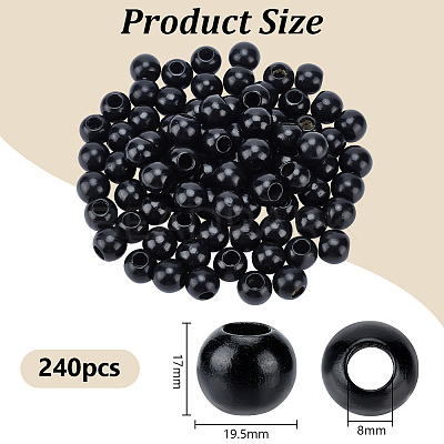 240Pcs Wood Large Hole European Beads WOOD-OC0003-80B-1