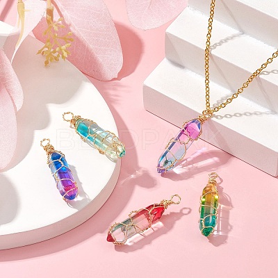 10Pcs 5 Colors Glass Pendants FIND-CJ0001-64-1