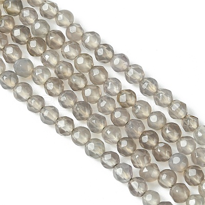 Natural Grey Agate Round Beads Strand G-L084-4mm-08-1