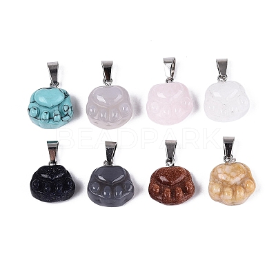 Natural & Synthetic Mixed Gemstone Carved Pendants G-Q608-01-1
