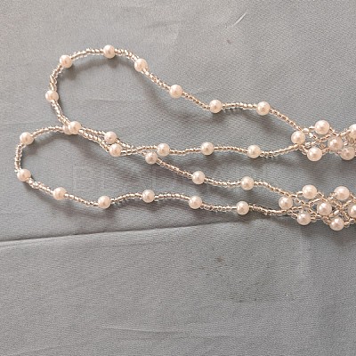 Rhombus Plastic Pearl with Glass Seed Beaded Stretch Toe Ring Anklets for Women FS-WGADC6C-01-1