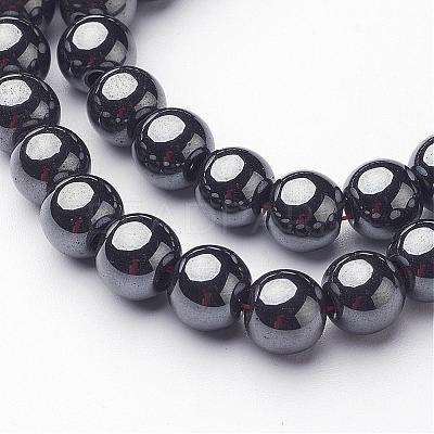 Non-Magnetic Synthetic Hematite Beads Strands G-H1623-8mm-1-1