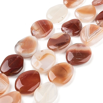Natural Striped Agate/Banded Agate Beads Strands G-Z061-C09-04-1