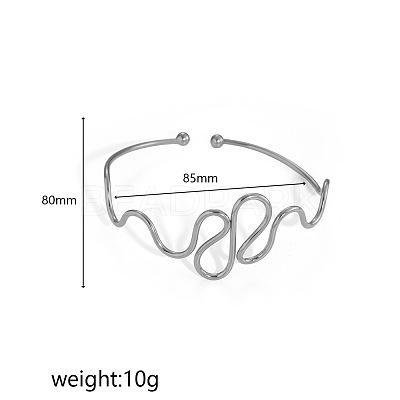 304 Stainless Steel Spiral Geometric Upper Arm Cuff Bangles for Women WGCF51B-07-1
