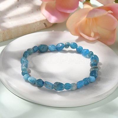 Natural Apatite Bead Stretch Bracelets X-BJEW-K213-40-1