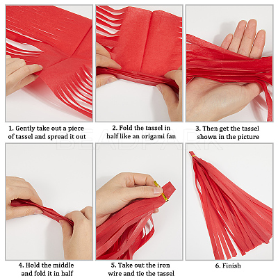 Tissue Paper Tassels Garland AJEW-WH20017-34-1