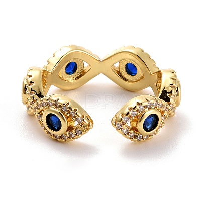 Evil Eye Cubic Zirconia Cuff Ring X-RJEW-E170-08G-1