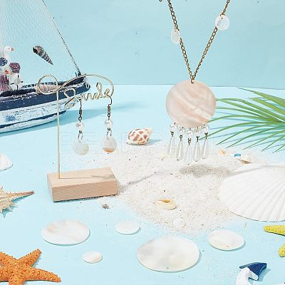 Flat Round Sea Shell Pendants SHEL-AR0001-17-1