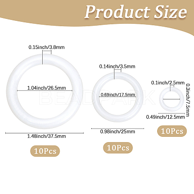 30Pcs 3 Styles PE Plastic Findings FIND-CY0001-68-1