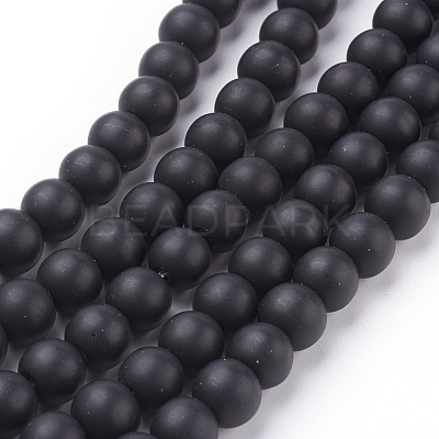 Synthetic Black Stone Beads Strands X-G508-1-1