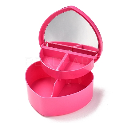 Heart Plastic Jewelry Boxes OBOX-F006-09D-1