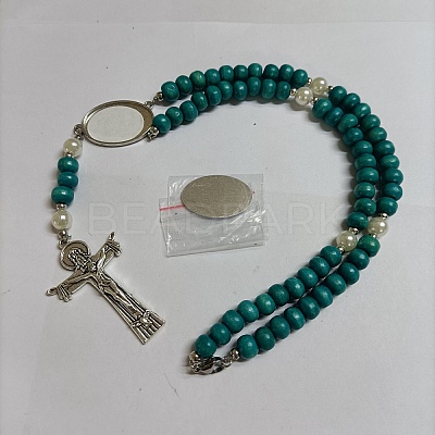 Natural Wood Rosary Bead Necklace NJEW-PH01486-1