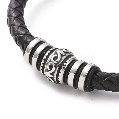 304 Stainless Steel Column Beaded Bracelet with Magnetic Clasps BJEW-P275-21-1