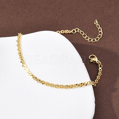 Brass Curb Chain Bracelets for Women BJEW-C140-14G-1
