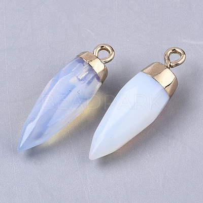 Top Golden Plated Opalite Pointed Pendants G-S359-078G-1