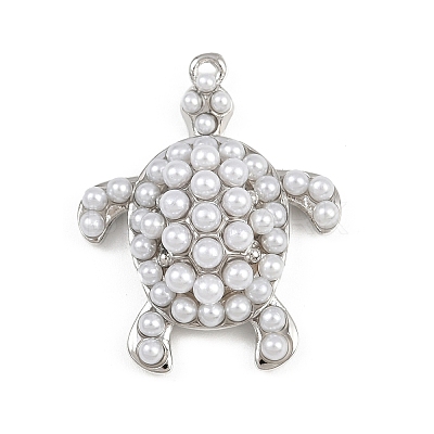 Turtle Brass ABS Imitation Pearl Pendants KK-I352-04F-P-1