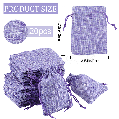 Polyester Imitation Burlap Packing Pouches Drawstring Bags ABAG-BBC0001-02A-03-1